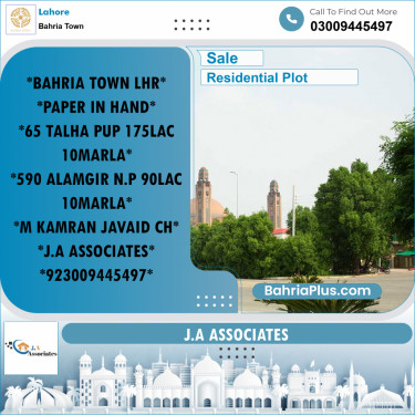 10 Marla Residential Plot for Sale in Bahria Town, Lahore - (BP-223359)