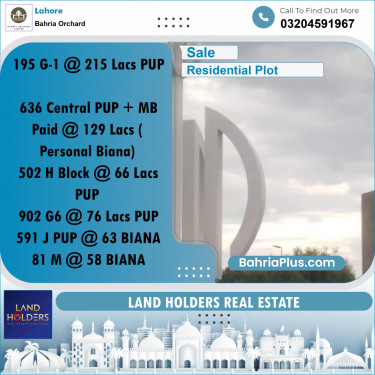 Residential Plot for Sale in Bahria Orchard, Lahore - (BP-223374)