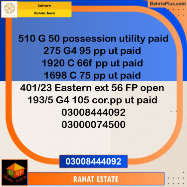 Residential Plot for Sale in Bahria Town, Lahore - (BP-223389)