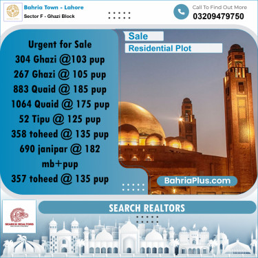 10 Marla Residential Plot for Sale in Sector F - Ghazi Block -  Bahria Town, Lahore - (BP-223391)
