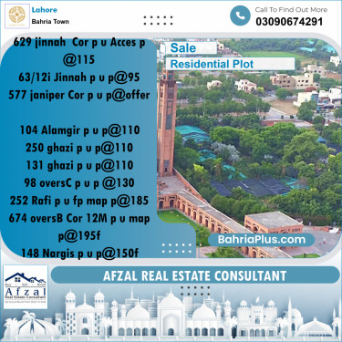 Residential Plot for Sale in Bahria Town, Lahore - (BP-223398)