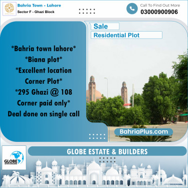 10 Marla Residential Plot for Sale in Sector F - Ghazi Block -  Bahria Town, Lahore - (BP-223412)