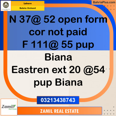 5 Marla Residential Plot for Sale in Bahria Orchard, Lahore - (BP-223455)