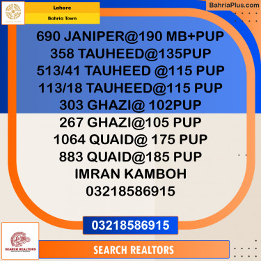 Residential Plot for Sale in Bahria Town, Lahore - (BP-223527)