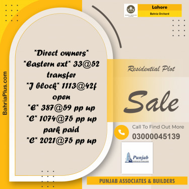 5 Marla Residential Plot for Sale in Bahria Orchard, Lahore - (BP-223616)