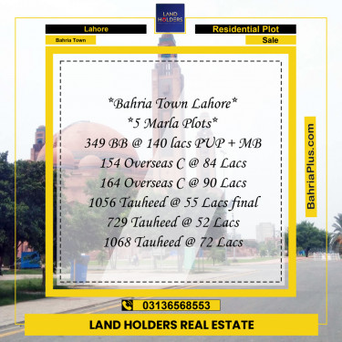 Residential Plot for Sale in Bahria Town, Lahore - (BP-223672)