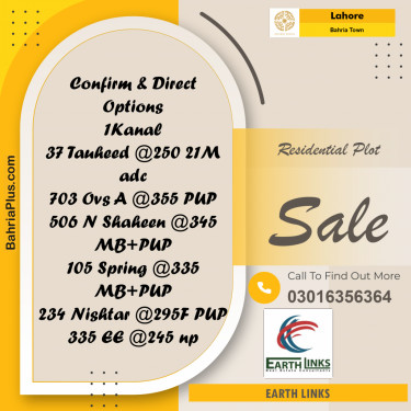 Residential Plot for Sale in Bahria Town, Lahore - (BP-223674)