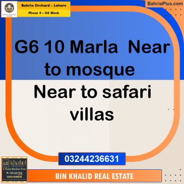 10 Marla Residential Plot for Sale in Phase 4 - G6 Block -  Bahria Orchard, Lahore - (BP-223710)