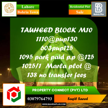 Residential Plot for Sale in Bahria Town, Lahore - (BP-223738)