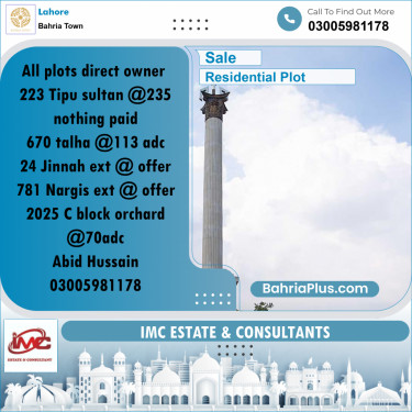 Residential Plot for Sale in Bahria Town, Lahore - (BP-223861)