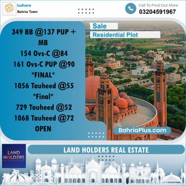 Residential Plot for Sale in Bahria Town, Lahore - (BP-223926)