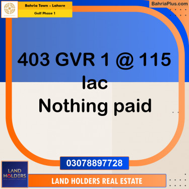 10 Marla Residential Plot for Sale in Golf Phase 1 -  Bahria Town, Lahore - (BP-223947)