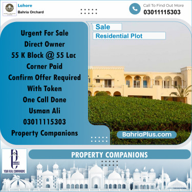 Residential Plot for Sale in Bahria Orchard, Lahore - (BP-223968)