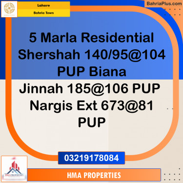 5 Marla Residential Plot for Sale in Bahria Town, Lahore - (BP-224017)