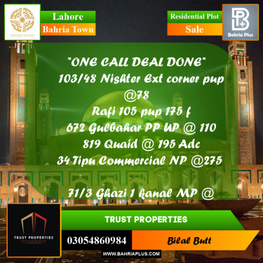 Residential Plot for Sale in Bahria Town, Lahore - (BP-224036)