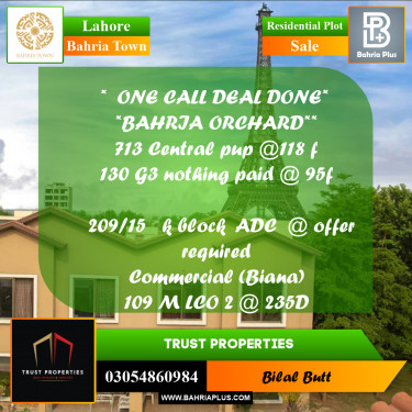Residential Plot for Sale in Bahria Town, Lahore - (BP-224037)