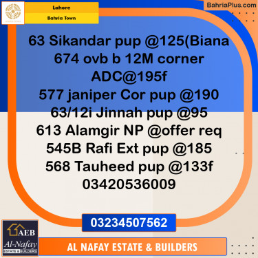 Residential Plot for Sale in Bahria Town, Lahore - (BP-224049)