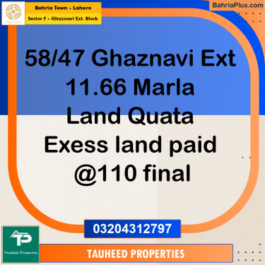 10 Marla Residential Plot for Sale in Sector F - Ghaznavi Ext. Block -  Bahria Town, Lahore - (BP-224065)