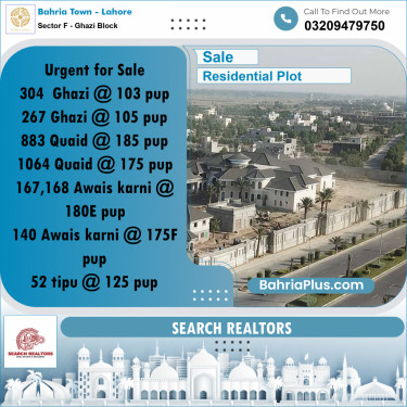 10 Marla Residential Plot for Sale in Sector F - Ghazi Block -  Bahria Town, Lahore - (BP-224081)