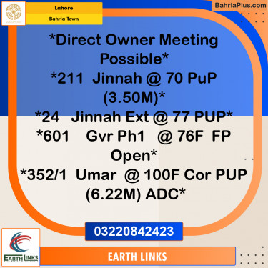 Residential Plot for Sale in Bahria Town, Lahore - (BP-224105)