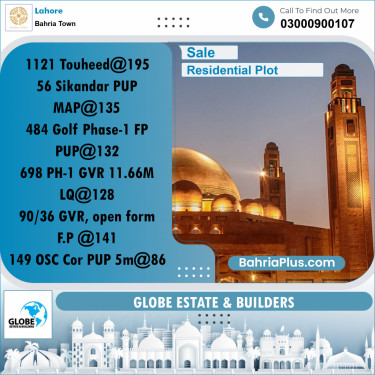 Residential Plot for Sale in Bahria Town, Lahore - (BP-224128)