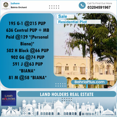 Residential Plot for Sale in Bahria Orchard, Lahore - (BP-224169)