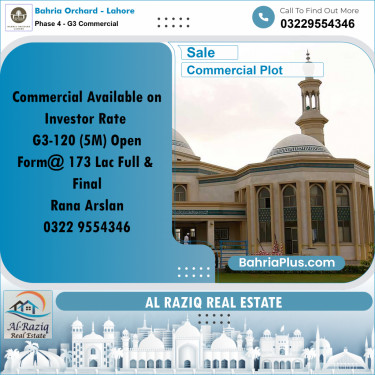 5 Marla Commercial Plot for Sale in Phase 4 - G3 Commercial -  Bahria Orchard, Lahore - (BP-224242)