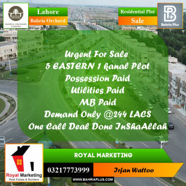 Residential Plot for Sale in Bahria Orchard, Lahore - (BP-224255)