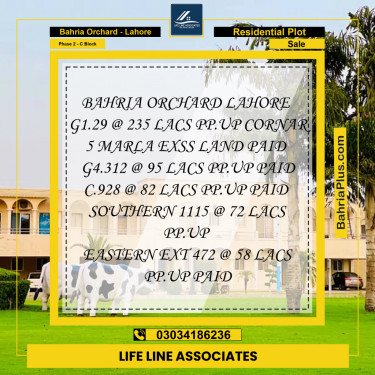 8 Marla Residential Plot for Sale in Phase 2 - C Block -  Bahria Orchard, Lahore - (BP-224282)