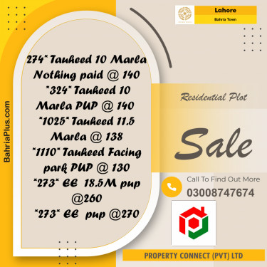 Residential Plot for Sale in Bahria Town, Lahore - (BP-224369)