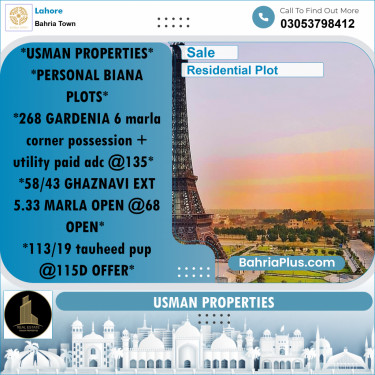 Residential Plot for Sale in Bahria Town, Lahore - (BP-224492)