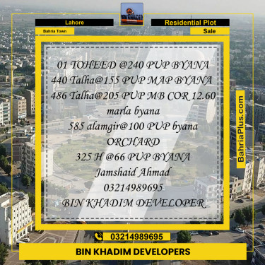 Residential Plot for Sale in Bahria Town, Lahore - (BP-224515)