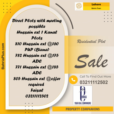 Residential Plot for Sale in Bahria Town, Lahore - (BP-224626)