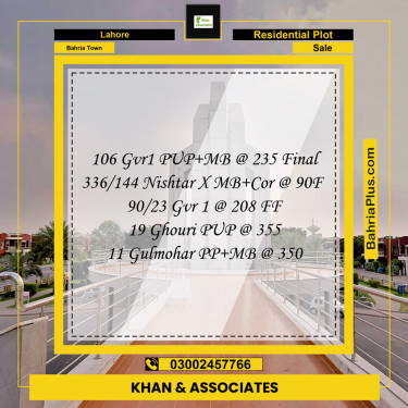 Residential Plot for Sale in Bahria Town, Lahore - (BP-224631)