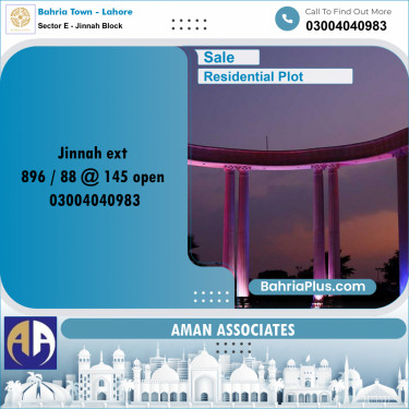 Residential Plot for Sale in Sector E - Jinnah Block -  Bahria Town, Lahore - (BP-224691)