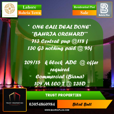 Residential Plot for Sale in Bahria Town, Lahore - (BP-224693)