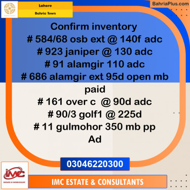 Residential Plot for Sale in Bahria Town, Lahore - (BP-224762)