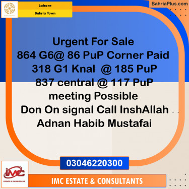 Residential Plot for Sale in Bahria Town, Lahore - (BP-224763)