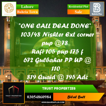 Residential Plot for Sale in Bahria Town, Lahore - (BP-224853)