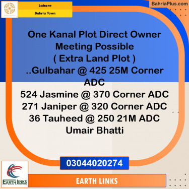 1 Kanal Residential Plot for Sale in Bahria Town, Lahore - (BP-224877)
