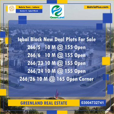 10 Marla Residential Plot for Sale in Sector E - Iqbal Block -  Bahria Town, Lahore - (BP-224878)