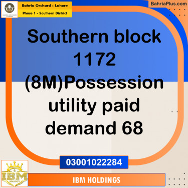 8 Marla Residential Plot for Sale in Phase 1 - Southern District -  Bahria Orchard, Lahore - (BP-224930)
