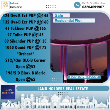 Residential Plot for Sale in Bahria Town, Lahore - (BP-224935)