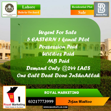 Residential Plot for Sale in Bahria Orchard, Lahore - (BP-225015)