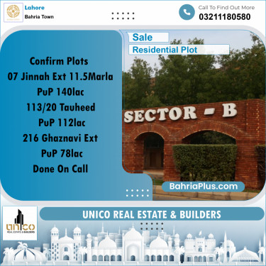 Residential Plot for Sale in Bahria Town, Lahore - (BP-225024)