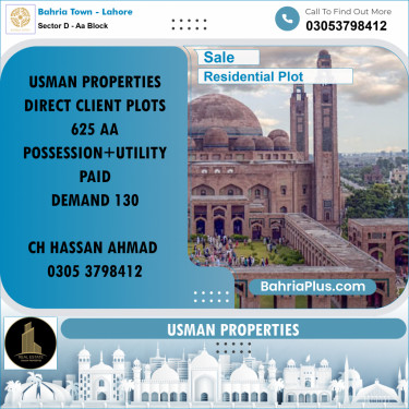 5 Marla Residential Plot for Sale in Sector D - AA Block -  Bahria Town, Lahore - (BP-225042)