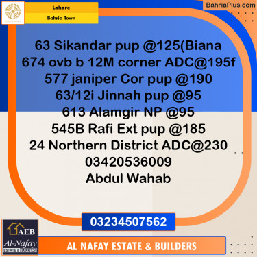 Residential Plot for Sale in Bahria Town, Lahore - (BP-225084)