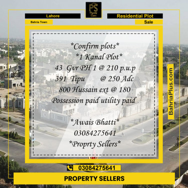 Residential Plot for Sale in Bahria Town, Lahore - (BP-225097)