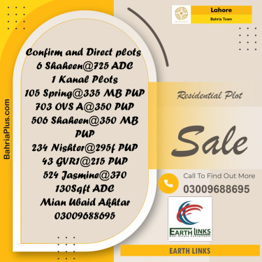 Residential Plot for Sale in Bahria Town, Lahore - (BP-225101)