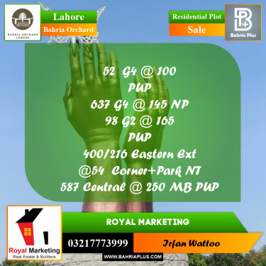 Residential Plot for Sale in Bahria Orchard, Lahore - (BP-225122)